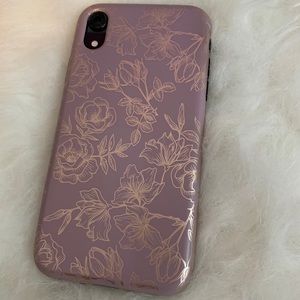iPhone XS Max case. Gold foil floral design.